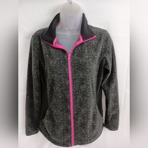 MTA SPORT Women's Gray M Soft Plush Jacket with Pink Trim (#577)